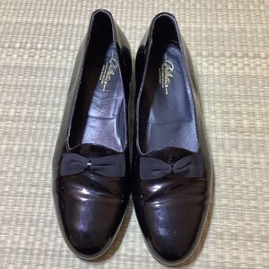 Dimitri Black Patent Leather Loafers with Bow Tuxedo Slip On Shoes Men’s 9.5